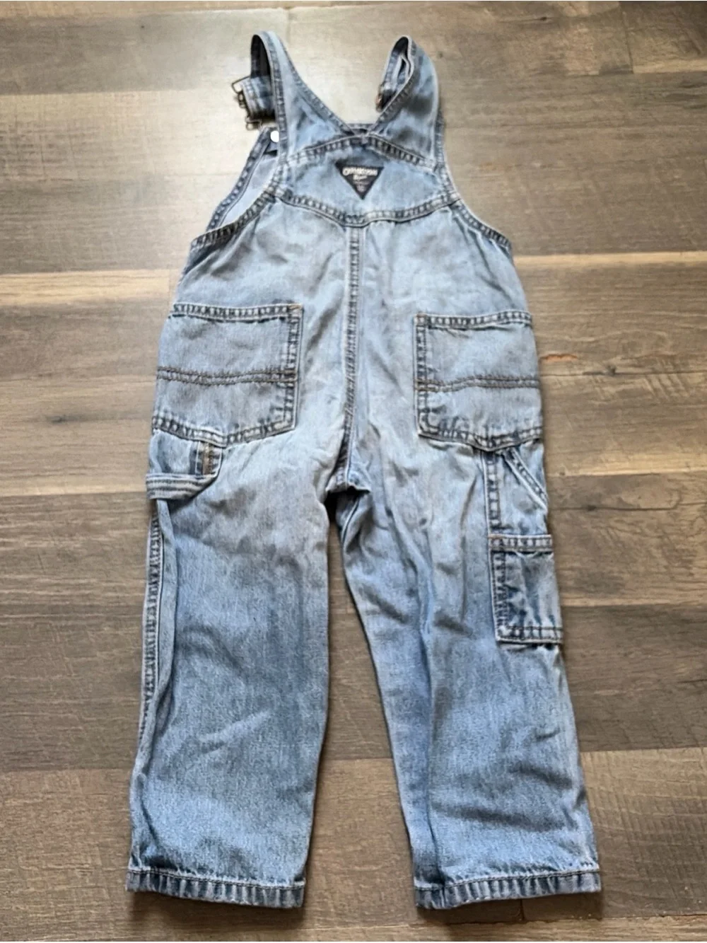 Oshkosh Toddler 2T Blue Unisex Denim Overalls Stretch Embroidered 100% Cotton